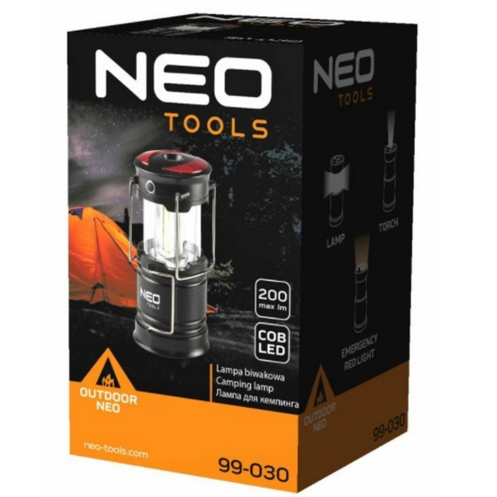Фонарь кемпинговый на батарейках Neo Tools 99-030 черный 200 люмен