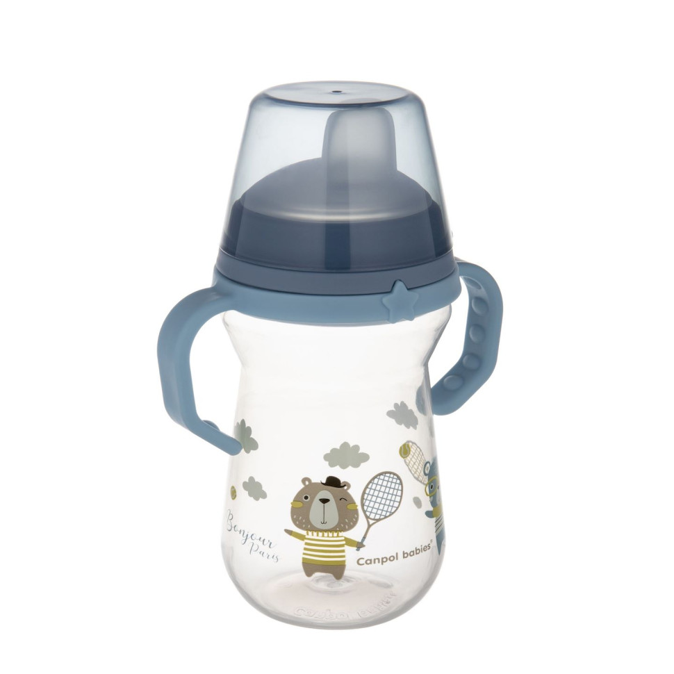 Кружка тренировочная с силиконовым носиком Bonjour Paris FirstCup Canpol babies 56/613_blu 250 мл