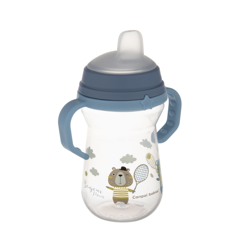 Кружка тренировочная с силиконовым носиком Bonjour Paris FirstCup Canpol babies 56/613_blu 250 мл