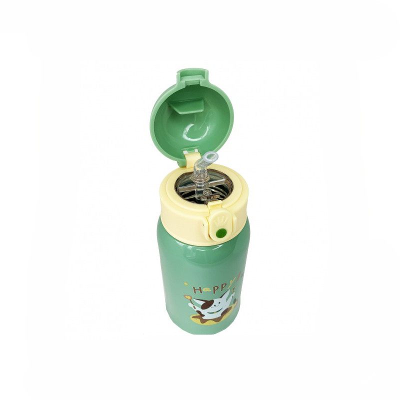 Термос-поїльник з силіконовою трубочкою Mega Zayka MGZ-0318(Yellow) чашкою, в чохлі з ремінцем, 550 мл