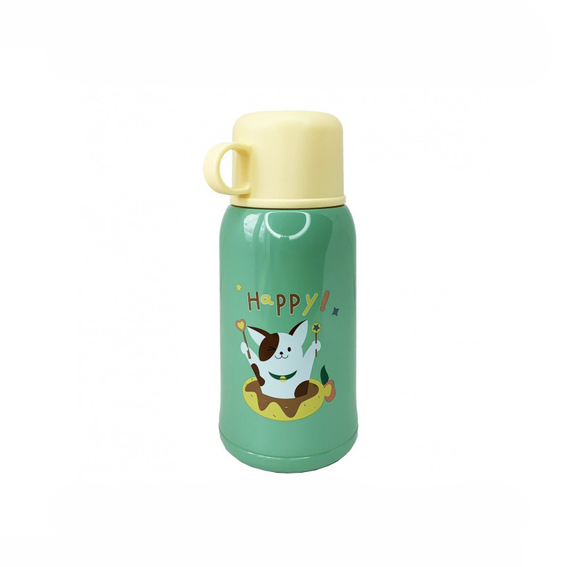 Термос-поїльник з силіконовою трубочкою Mega Zayka MGZ-0318(Yellow) чашкою, в чохлі з ремінцем, 550 мл