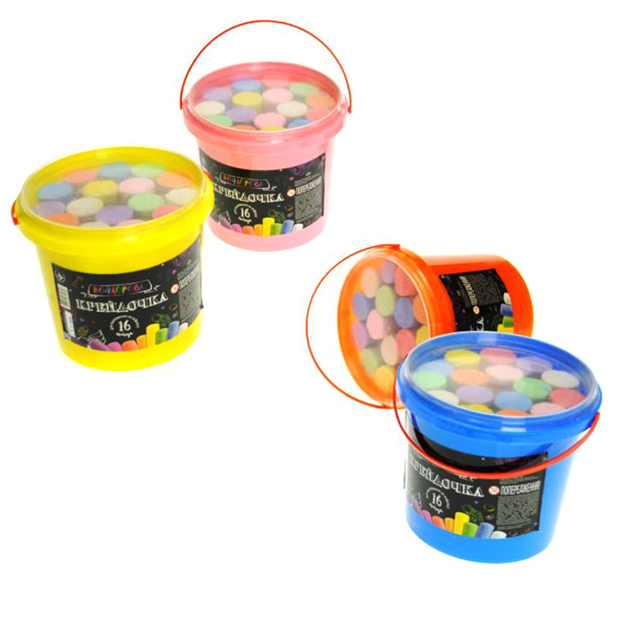 УЦЕНКА!!! Набор цветных мелков для асфальта Danko Toys КRD-01-01U-UC в ведре 16 шт