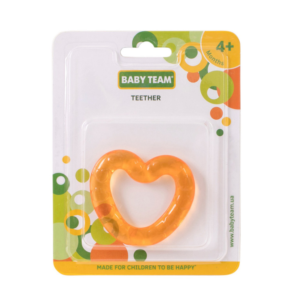 Прорезыватель силиконовый Baby Team 4005_помаранчеве сердечко