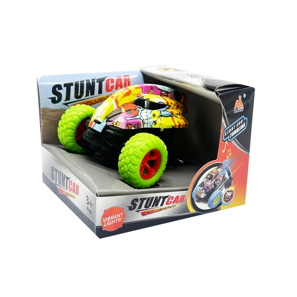 Детская трюковая машинка Bambi FL-20610C(Green) инерционная, 11 см, оборот на 360°