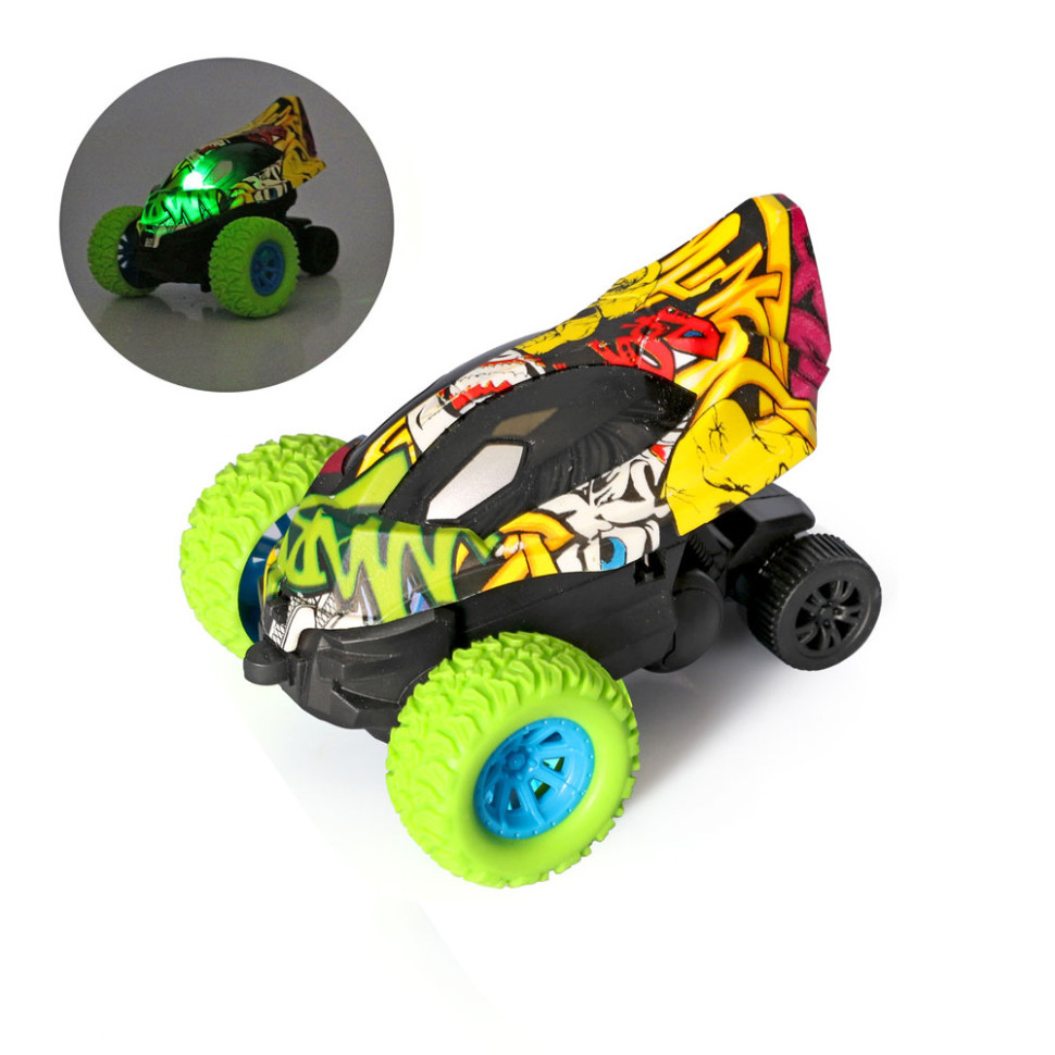 Детская трюковая машинка Bambi FL-20610C(Green) инерционная, 11 см, оборот на 360°