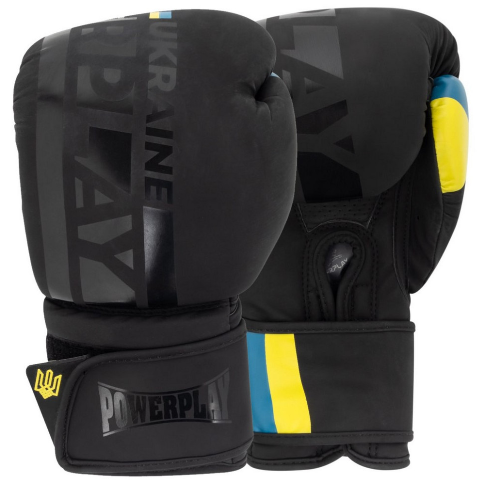 Боксерські рукавиці 3021 Ukraine PowerPlay PP_3021_8oz_Black, розмір 8 унцій