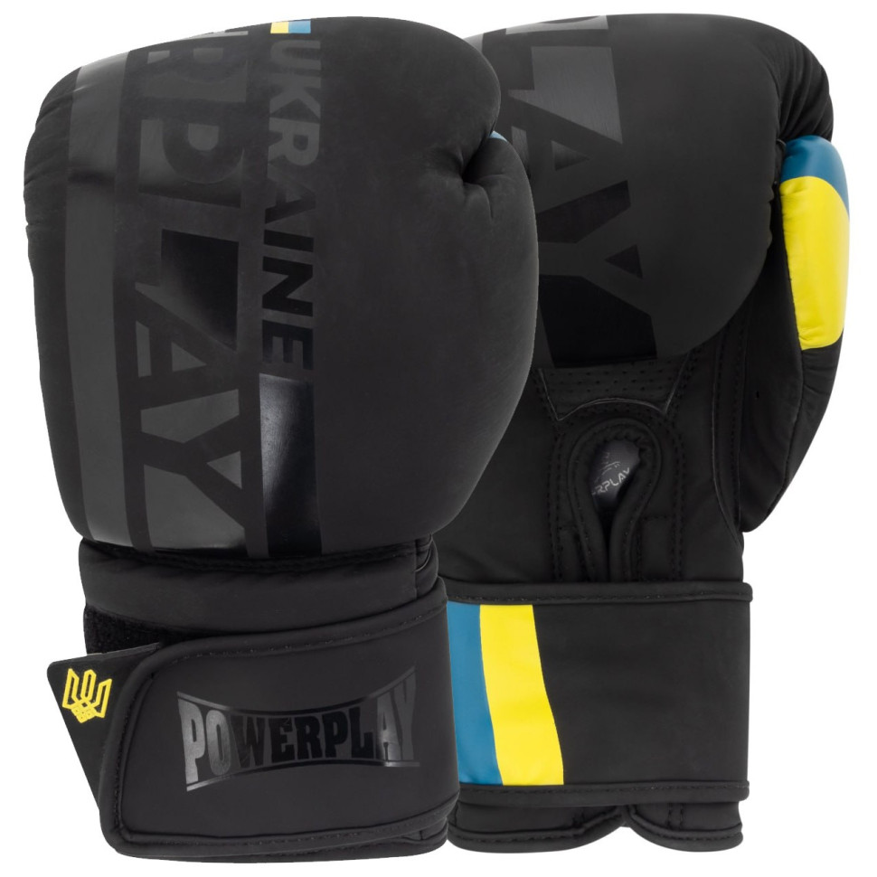 Боксерские перчатки 3021 Ukraine PowerPlay PP_3021_16oz_Black, Черные 16 унций