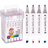 Набір скетч-маркерів Deng Long 2019-24 24 кольори спиртові двосторонні маркери, 15 см