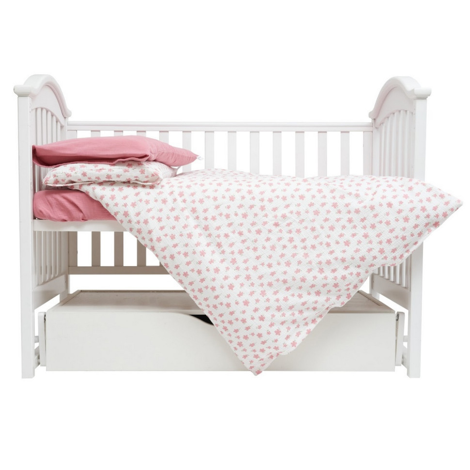 Постельный комплект белья Muslin Print Flowers Twins 3031-TMP-08, 4 элемента