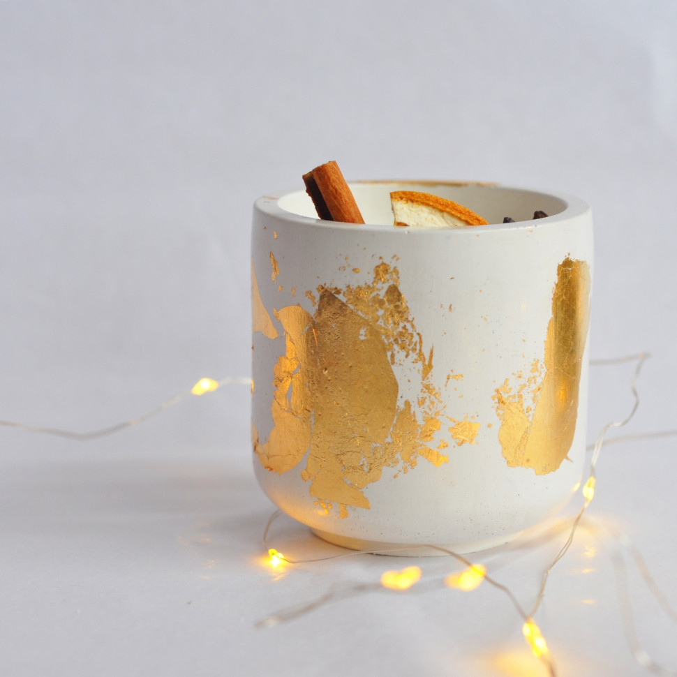 Ароматична свічка ручної роботи із соєвого воску «Mulled wine» Spokiy SP2393, 130 г у гіпсовому кашпо