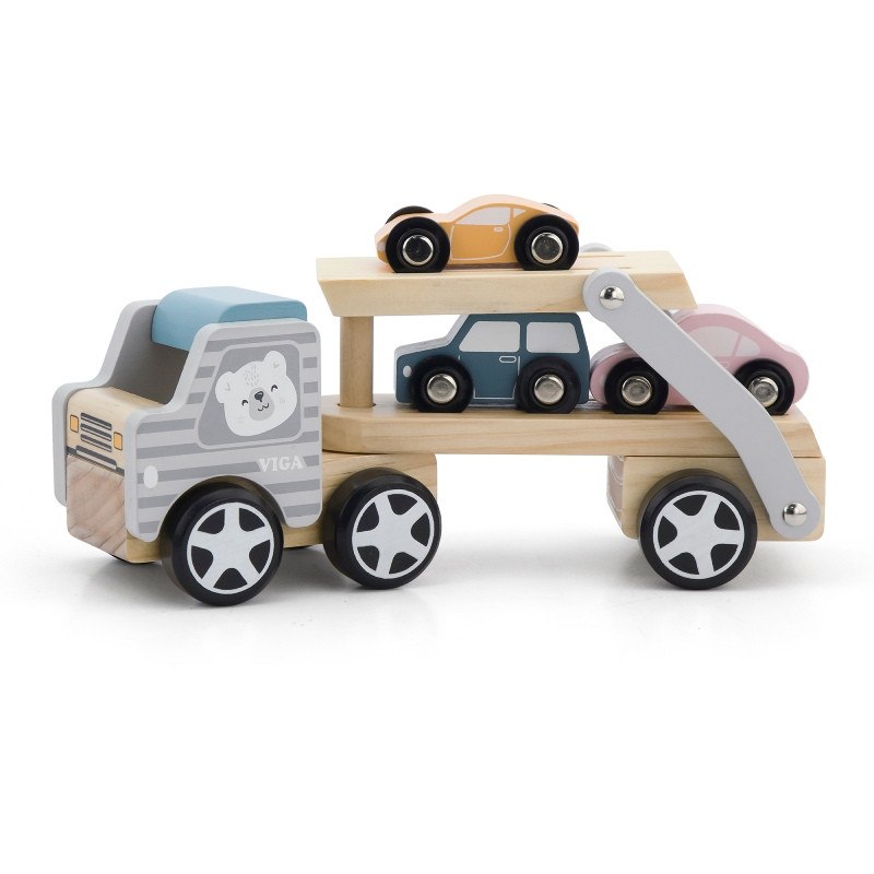 Дерев'яні іграшки дергунці Автовоз Viga Toys PolarB 44014 дерев'яний