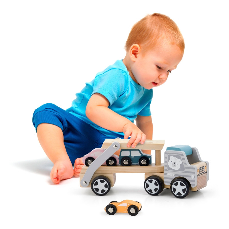 Дерев'яні іграшки дергунці Автовоз Viga Toys PolarB 44014 дерев'яний