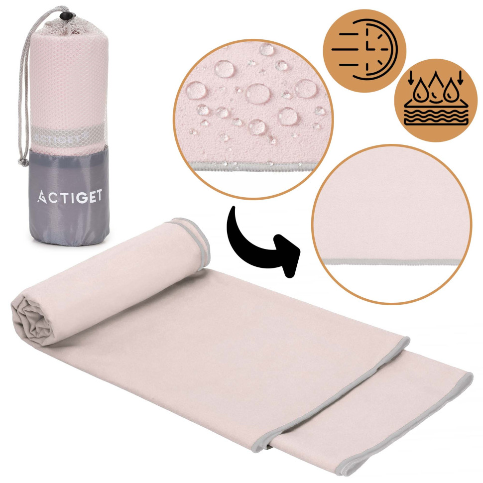 Рушник спортивний Actiget ACT0197 Light Pink, з мікрофібри 180x100 см