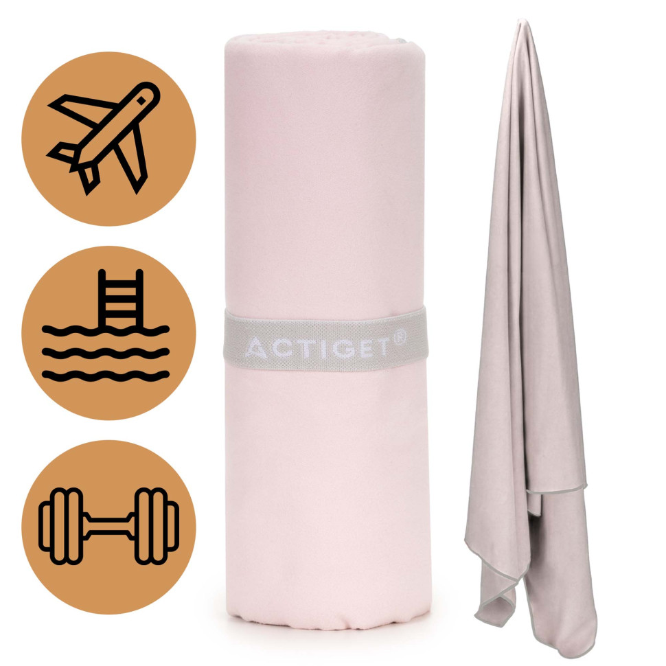 Рушник спортивний Actiget ACT0197 Light Pink, з мікрофібри 180x100 см