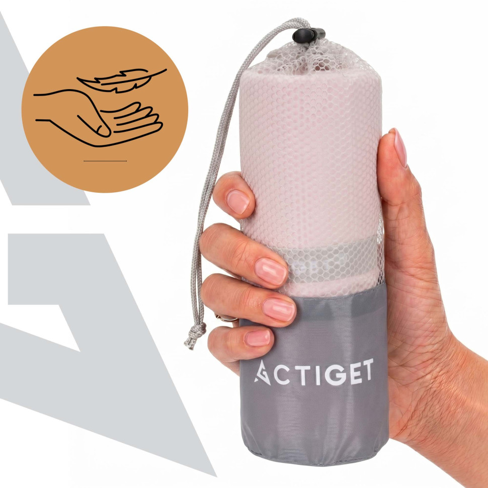 Рушник спортивний Actiget ACT0197 Light Pink, з мікрофібри 180x100 см
