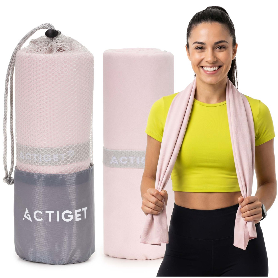 Рушник спортивний Actiget ACT0197 Light Pink, з мікрофібри 180x100 см