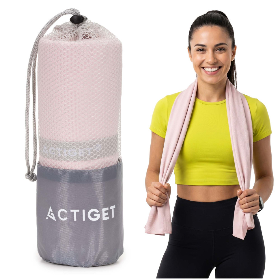 Рушник спортивний Actiget ACT0197 Light Pink, з мікрофібри 180x100 см