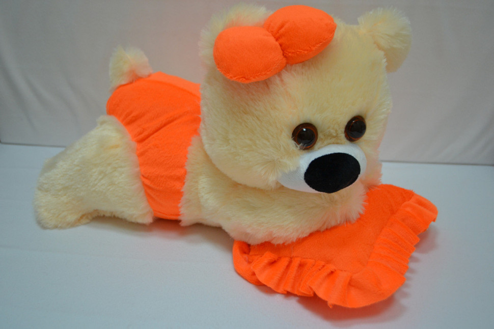 Аліна Плюшева ведмедичка Малятко 45 см персикова з помаранчевим ММ-за по цене 385 грн.