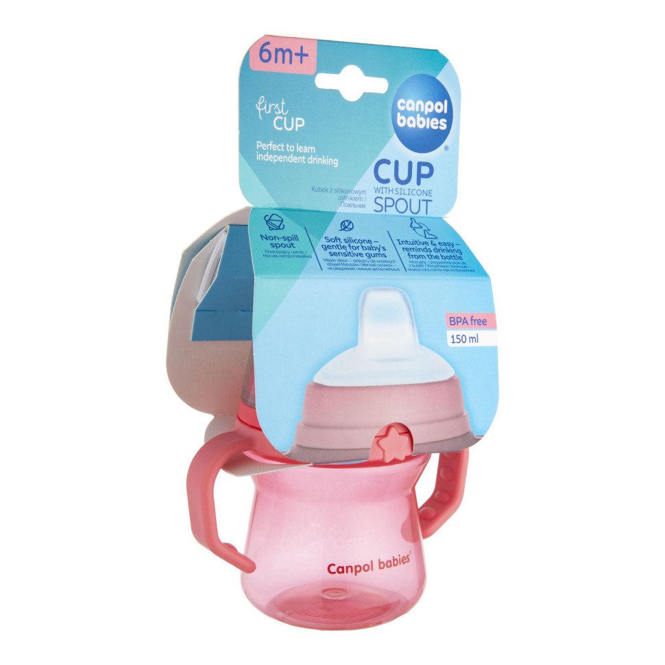 Кружка тренувальна з силіконовим носиком FirstCup Canpol babies 56/614_pin 150 мл