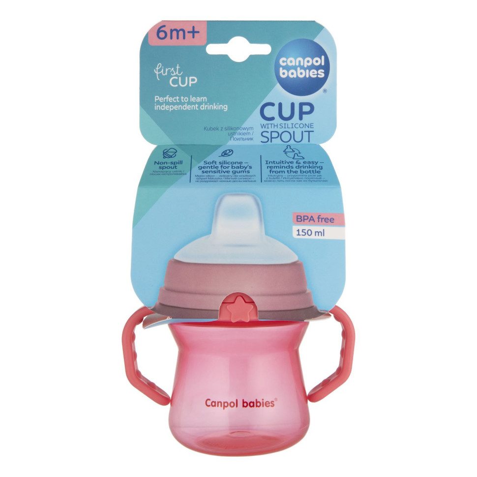 Кружка тренувальна з силіконовим носиком FirstCup Canpol babies 56/614_pin 150 мл