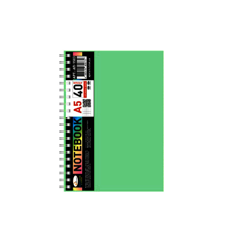 Блокнот А5 Апельсин АП-1503(Green) 40 аркушів, пружина збоку
