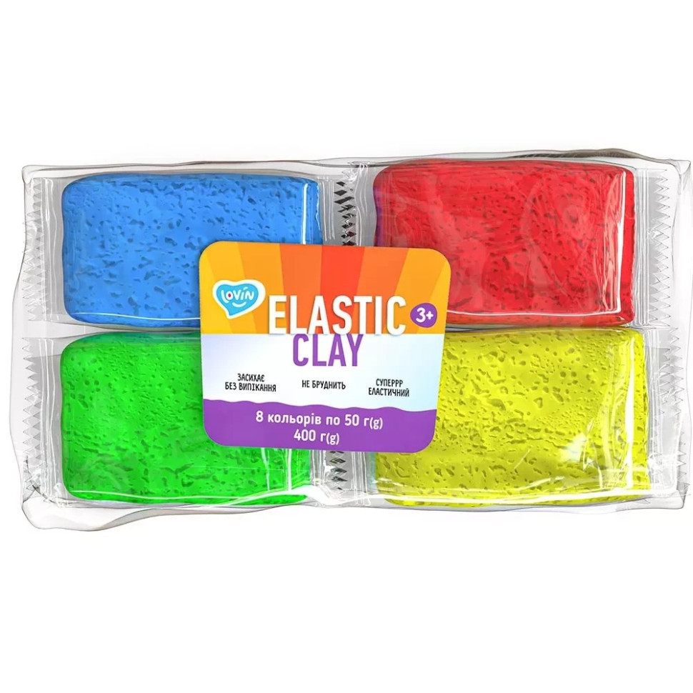 УЦЕНКА!!! Набор для лепки с воздушным пластилином Elastic Clay ТМ Lovin 70164-UC 8 цветов