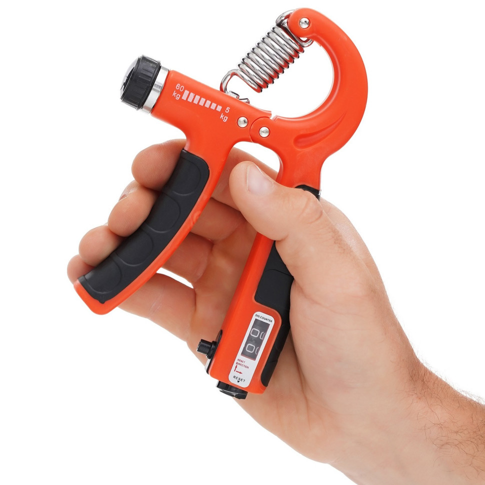 Эспандер кистевой с регулируемой нагрузкой и счетчиком Cornix XR-0265 Orange/Black 5-60 кг