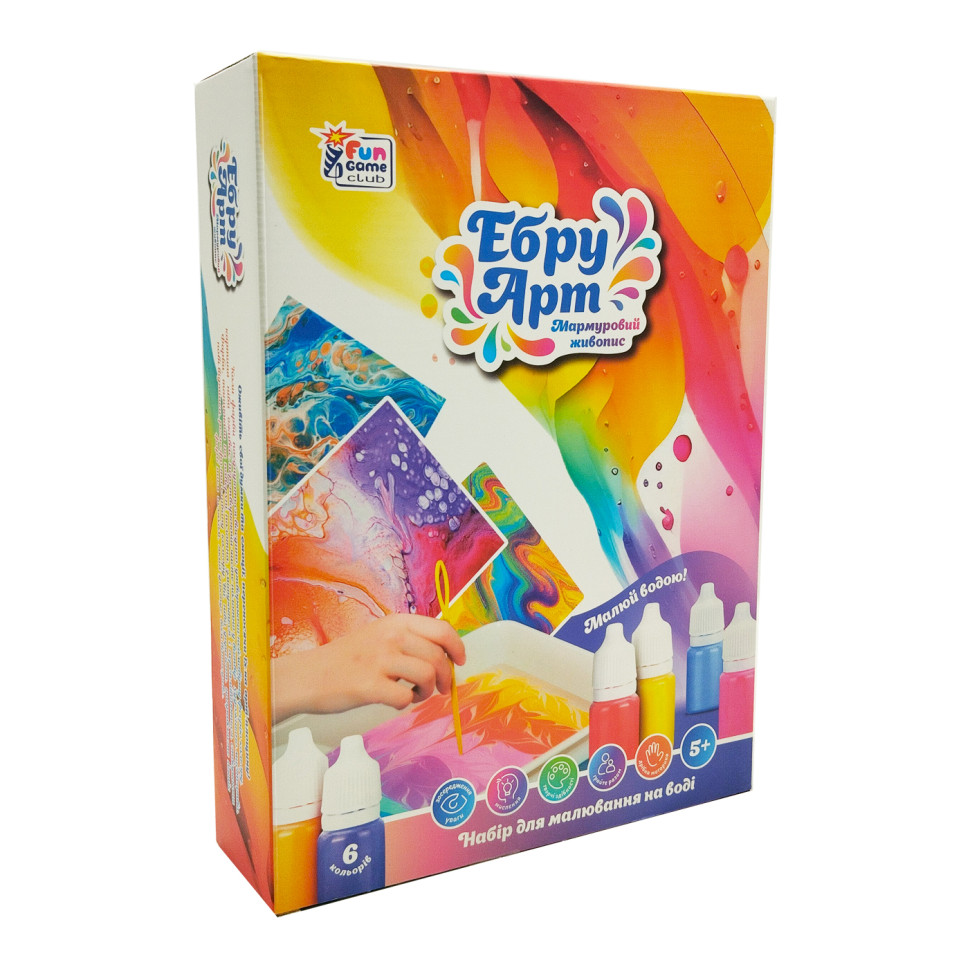 Дитячий набір для творчості в техниці Ебру 4FUN Game Club 62742, 6 пігментів