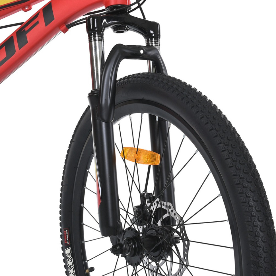 Велосипед PROF1 MTB2401-1, 24 дюймов, алюминиевая рама 11 Shimano 21SP красно-черный