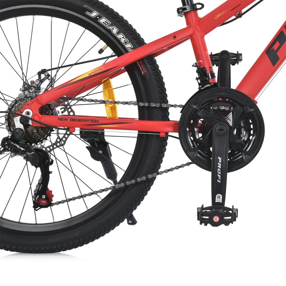 Велосипед PROF1 MTB2401-1, 24 дюймов, алюминиевая рама 11 Shimano 21SP красно-черный