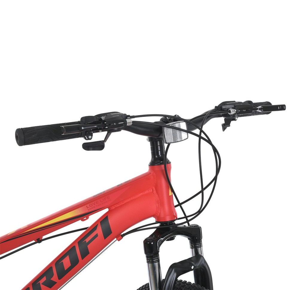 Велосипед PROF1 MTB2401-1, 24 дюймов, алюминиевая рама 11 Shimano 21SP красно-черный