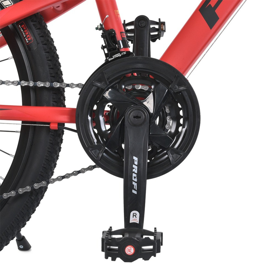 Велосипед PROF1 MTB2401-1, 24 дюймов, алюминиевая рама 11 Shimano 21SP красно-черный