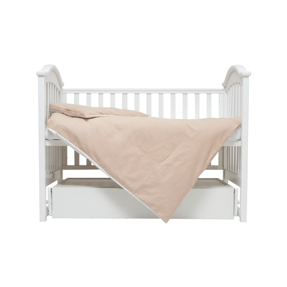 Постельный комплект белья Twins 3010-TS-02C фланель, бежевый/белый 3 элемента