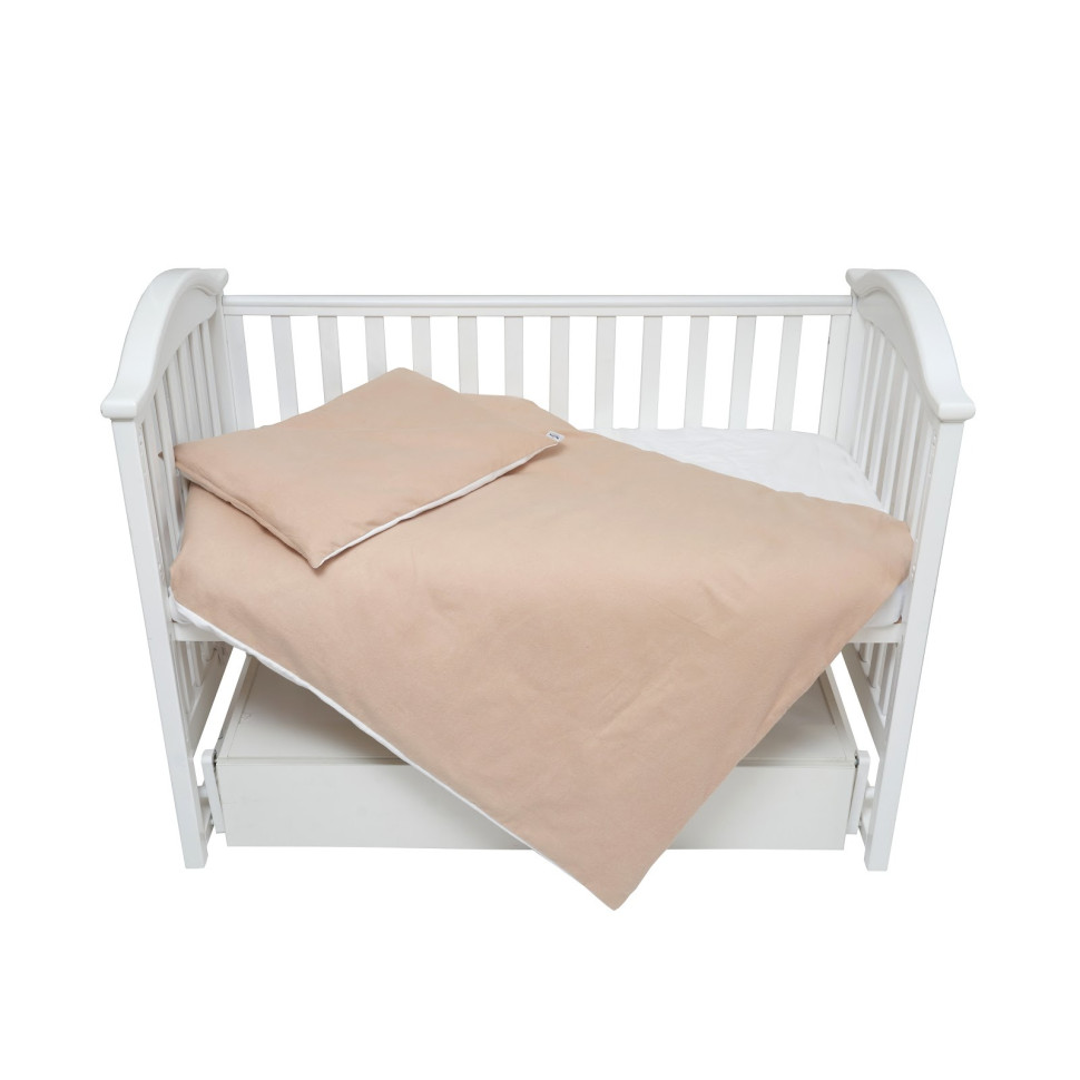 Постельный комплект белья Twins 3010-TS-02C фланель, бежевый/белый 3 элемента
