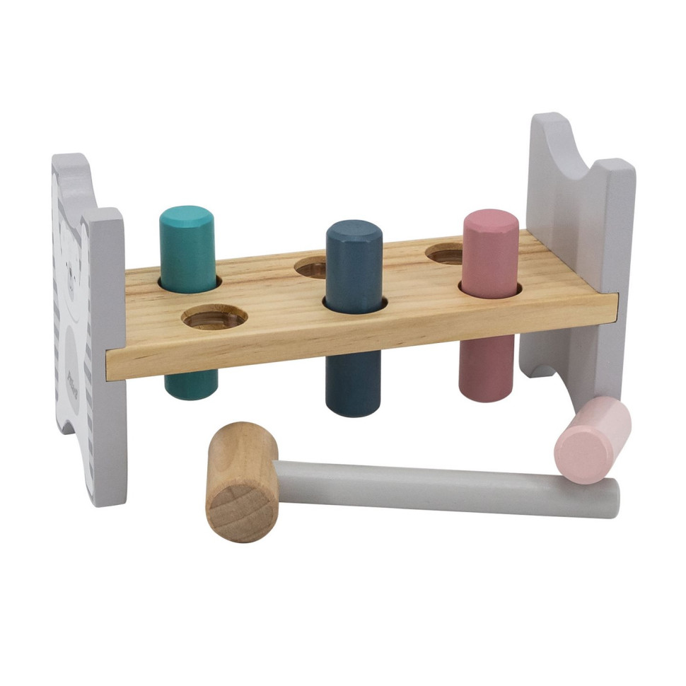 Стукалка дерев'яна Цвяшки Viga Toys PolarB 44009, 6 кілочків та молоточок