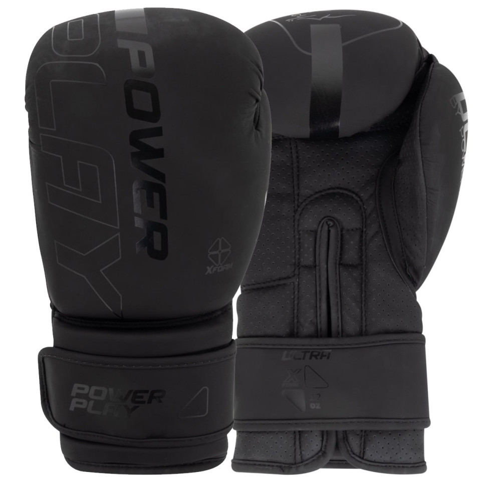 Боксерські рукавички 3024 Ultra Mat PowerPlay PP_3024_12oz_Black, Чорні 12 унцій
