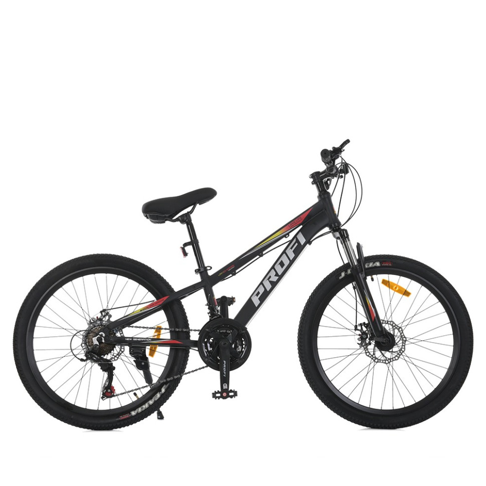 Велосипед PROF1 MTB2401-2, 24 дюймов, алюминиевая рама 11 Shimano 21SP черный