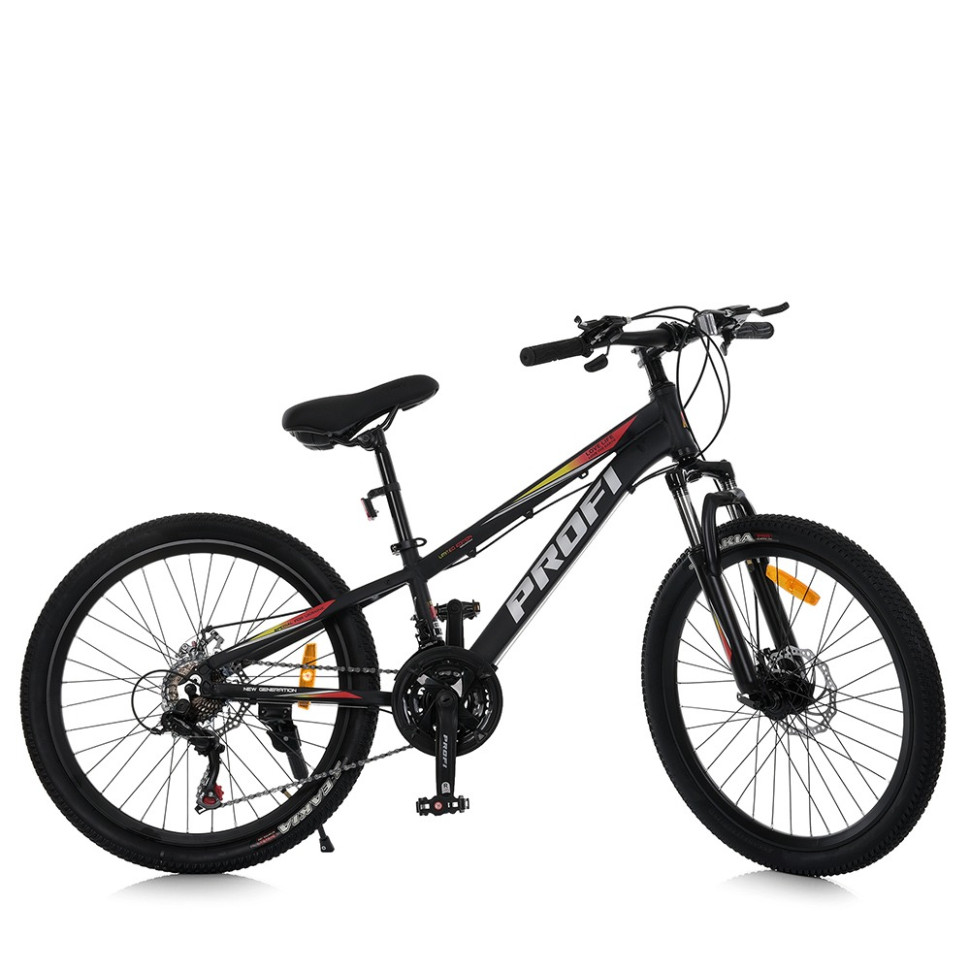 Велосипед PROF1 MTB2401-2, 24 дюймов, алюминиевая рама 11 Shimano 21SP черный