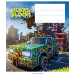 Тетрадь ученическая "Rocks&Blocks" Школярик 012-3280K-1 в клетку, 12 листов