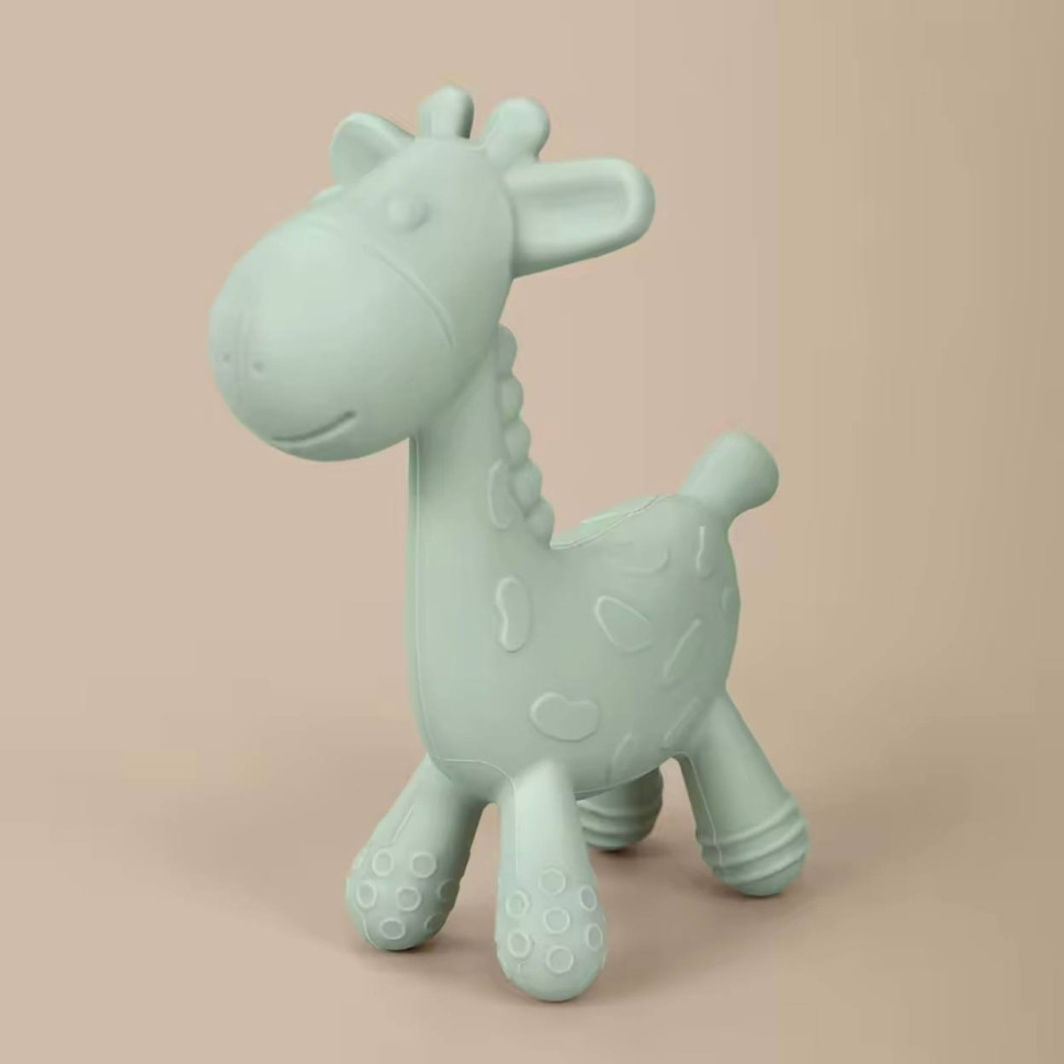 Прорезыватель детский силиконовый Giraffe Twins AAD0112-G зеленый, пищевой силикон
