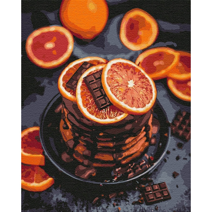 Картина за номерами. "Апельсиново-шоколадна насолода" 40*50см KHO5593 по цене 240 грн.