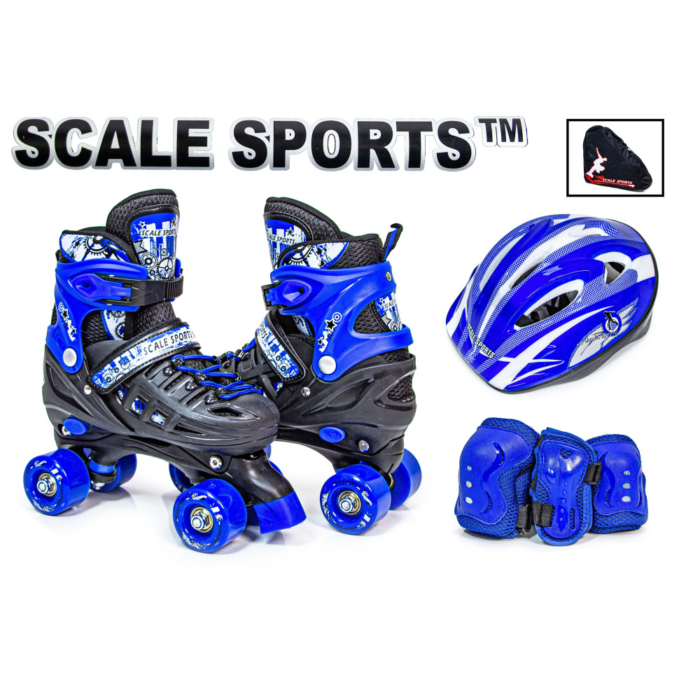 Детские ролики-квады и шлем с защитой Scale Sport 591205064 синий размер 34-37