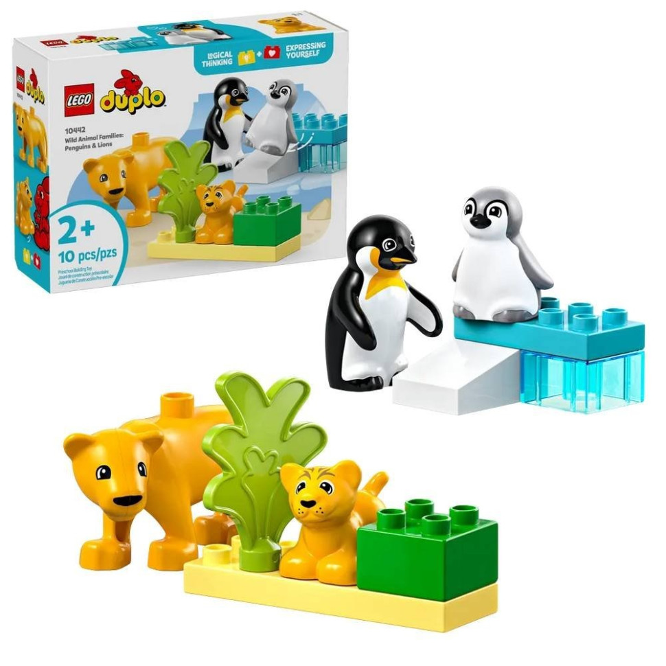 Конструктор Семейства диких животных: Пингвины и Львы LEGO 10442, 10 деталей