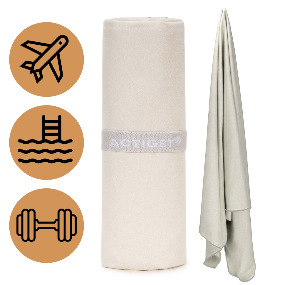 Рушник спортивний Actiget ACT0200 Biege, з мікрофібри 180x100 см