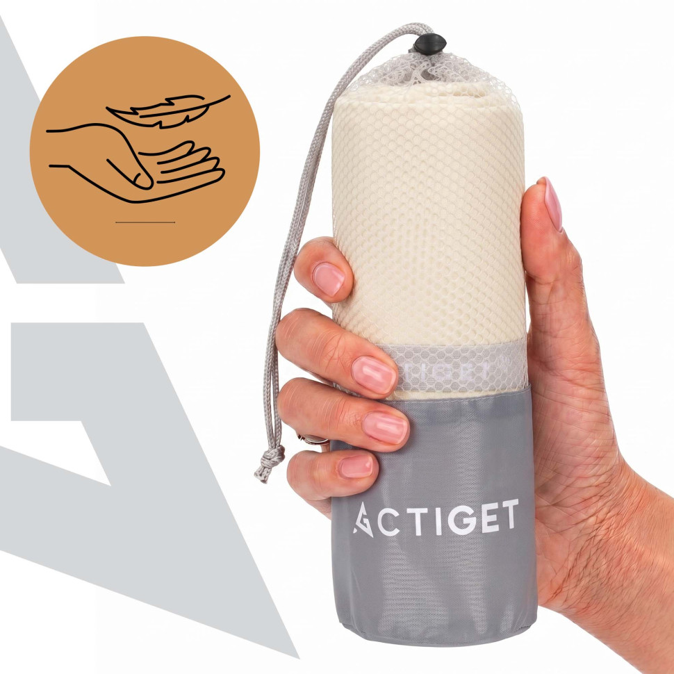 Рушник спортивний Actiget ACT0200 Biege, з мікрофібри 180x100 см