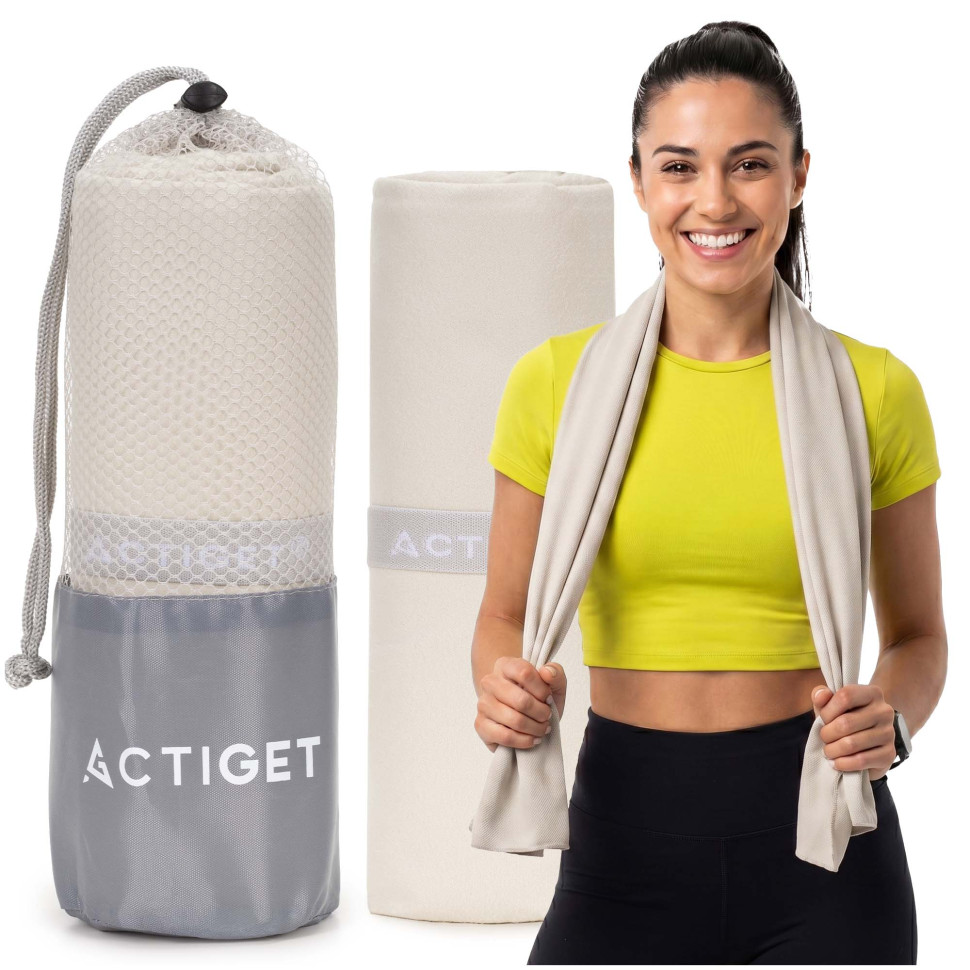 Рушник спортивний Actiget ACT0200 Biege, з мікрофібри 180x100 см