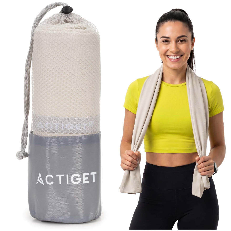Рушник спортивний Actiget ACT0200 Biege, з мікрофібри 180x100 см