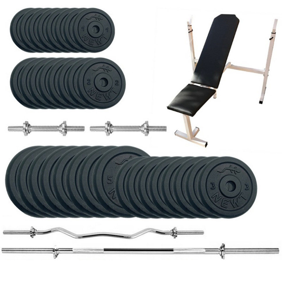 Скамья для жима с набором штанга и гантелей Gym Set-SKH Home Newt NE-M-SKH-SET-95, 95 кг