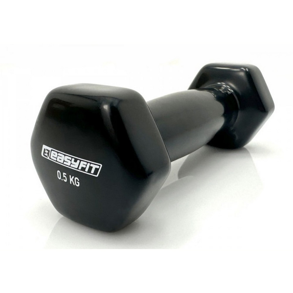 Гантель для фитнеса с виниловым покрытием EasyFit EF-0005-V, черная 0.5 кг