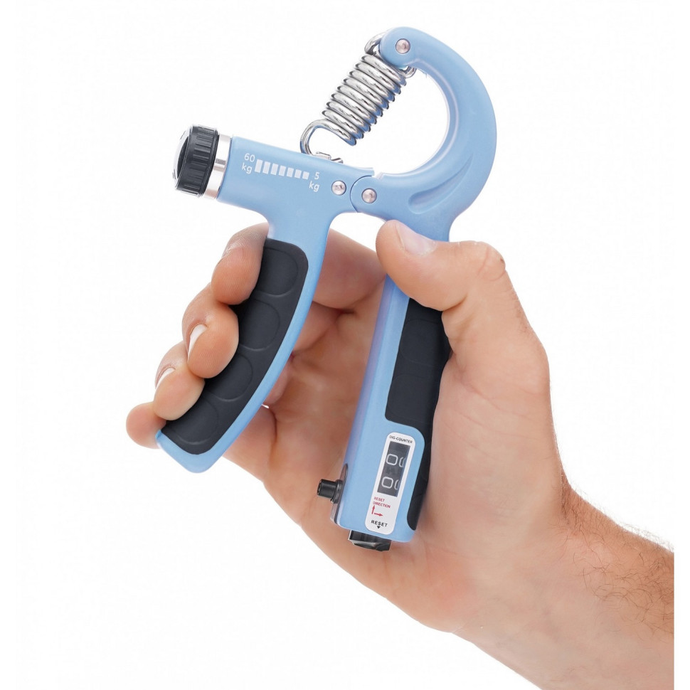 Эспандер кистевой с регулируемой нагрузкой и счетчиком Cornix XR-0267 Sky Blue/Black 5-60 кг 